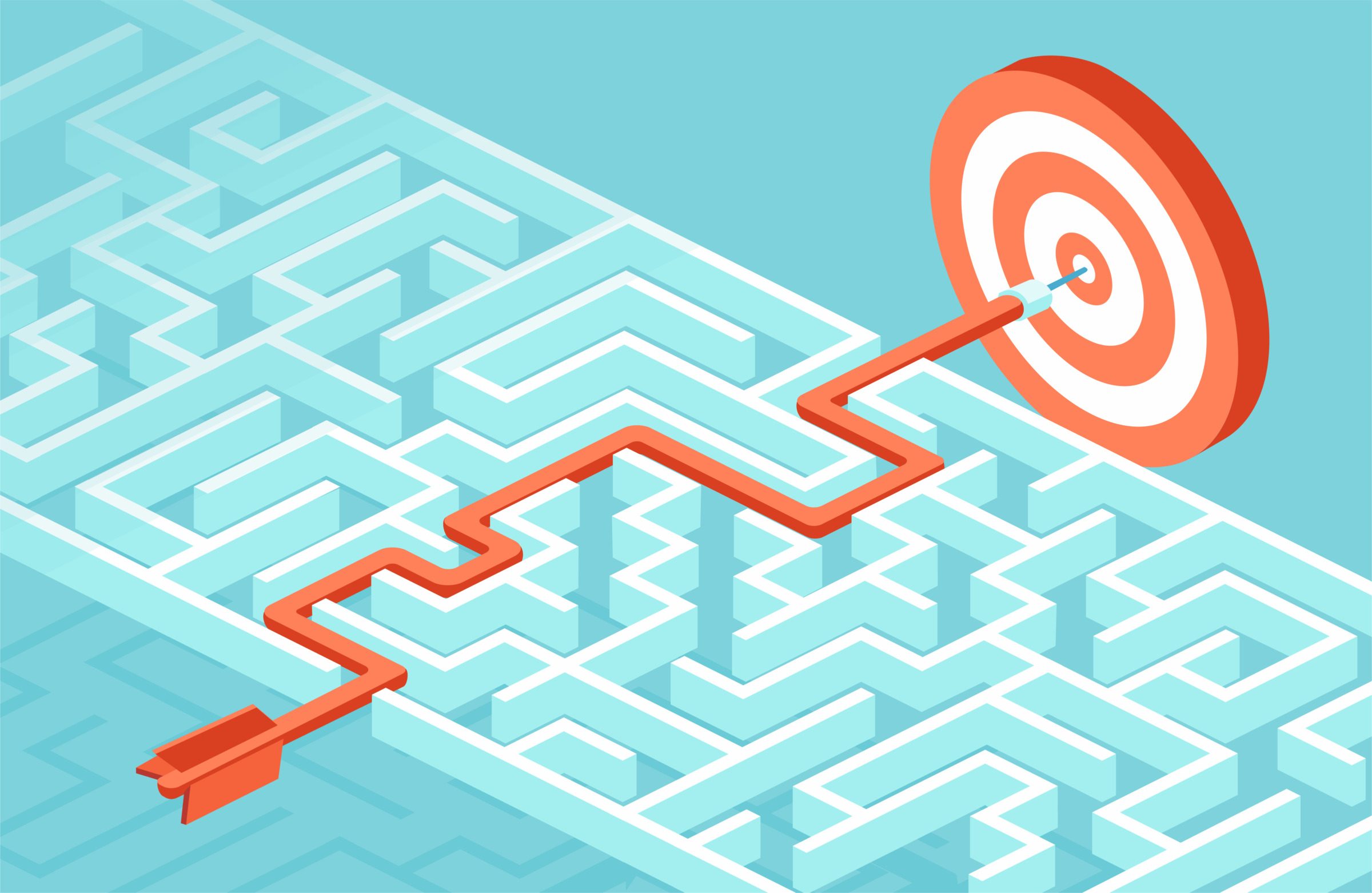 Vector concept for business strategy and planning to overcome obstacles and challenges to reach a sucess