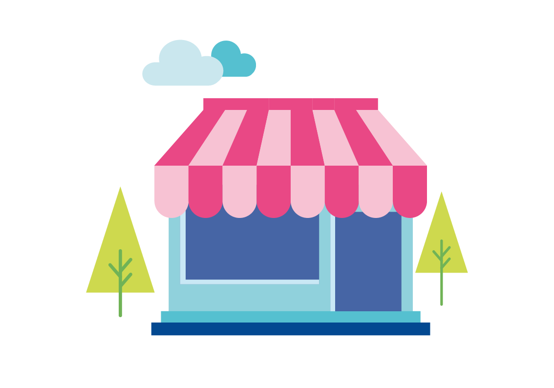 Kuvitus myymälästä haamuasioinnin esimerkkinä